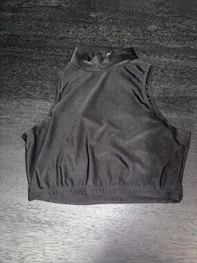 Women's Black Sleeveless Mock Neck Crop Top - dance top